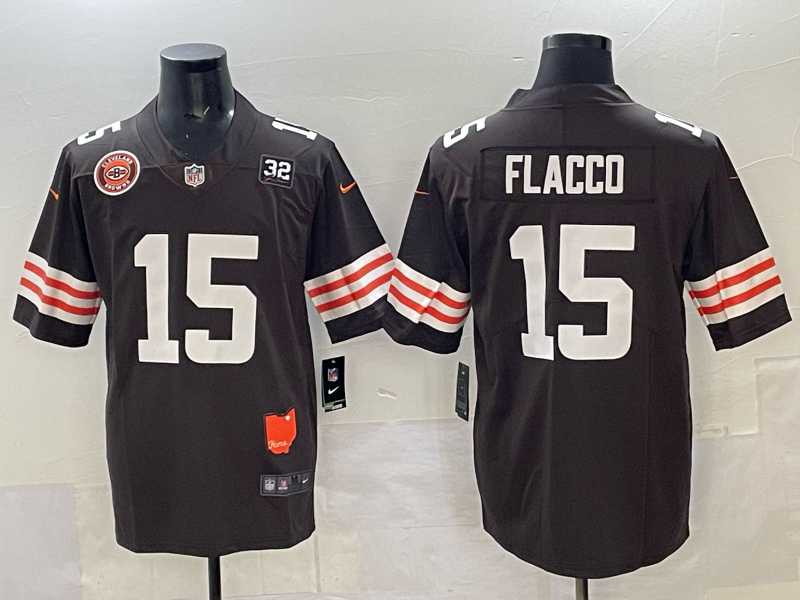 Men 2025 Cleveland Browns #15 Flacco brown Nike Limited NFL Jersey 00333
